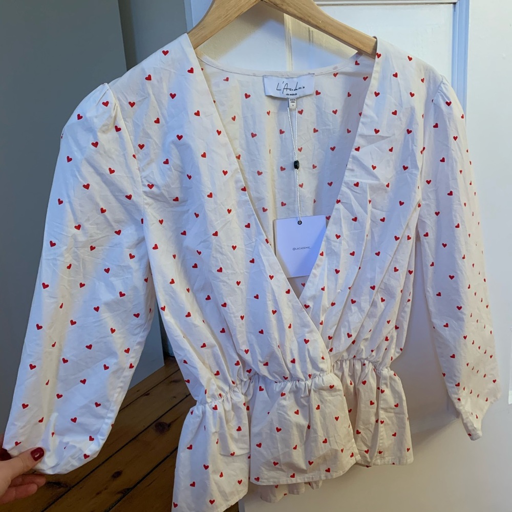 L’Academie White heart long sleeve top